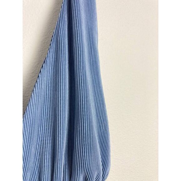 Fashion Nova Blue Romper Paulina Plissé Jumpsuit Halter Sexy Open Extra Large XL - Picture 9 of 15